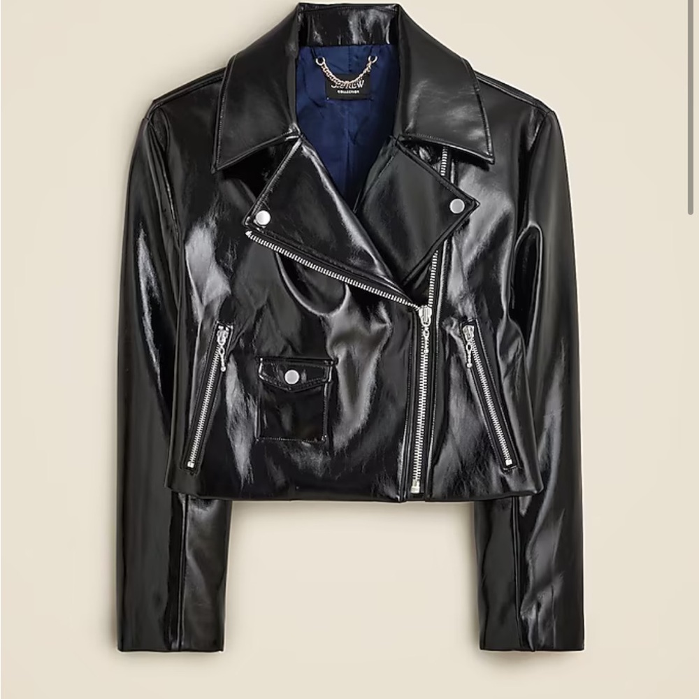 J. Crew Black Leather Moto Jacket Asymmetrical Zipper